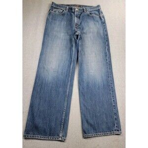 Vintage J Crew Jeans Mens 35x30 Wide Baggy High Rise Dark Blue Cotton USA Preppy